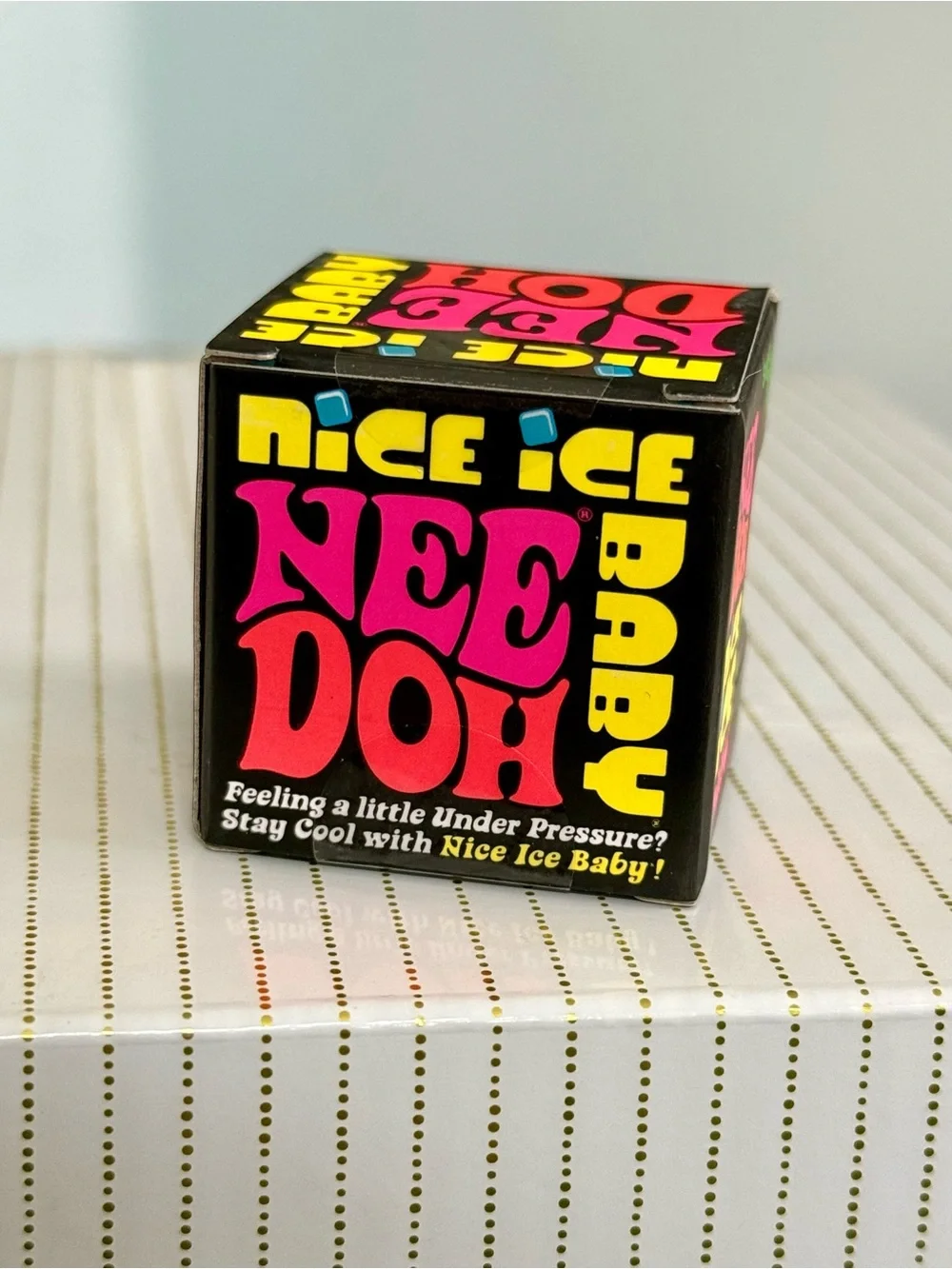 🔥 NeeDoh Nice Ice Baby BLUE Cube Super Solid Squish NIB Viral TikTok Schylling
